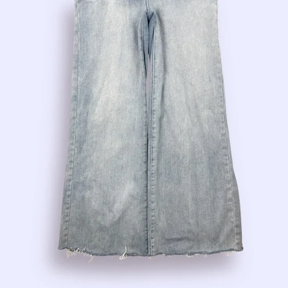 COPY - Good American Light Blue Denim Jumpsuit Flare Wide Leg Size Small - Picture 4 of 13